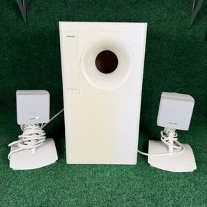 Bose Acoustimass 3 Series IV Speaker System White Bass Module & 2 Cube Speakers